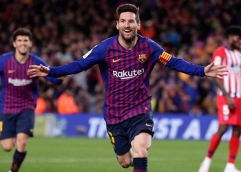 Messi celebra el segundo gol