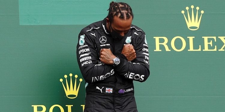 Hamilton en el podio